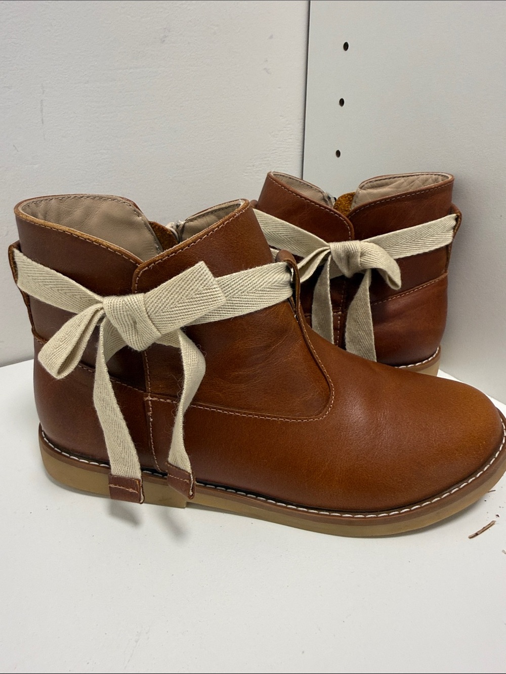 Elephantito Sunny Bootie Brown Ankle Boot w/Cream Bow sz 1 - Picture 11 of 12